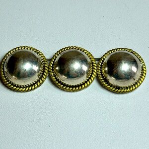 Vintage Signed Laton Mexico Taxco Sterling Silver & Gold Braided Brooch Pin